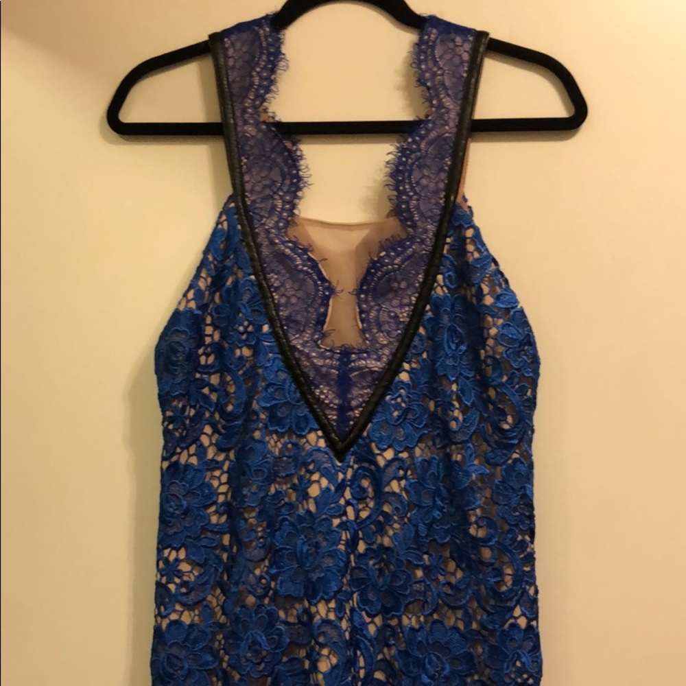 Three Floor floral lace mini dress